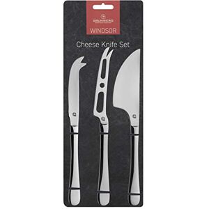 Grunwerg Windsor Carded 3-Piece Cheese Knife Set, 18/0 Stainless Steel, Black Grunwerg Windsor Carded 3-Piece Cheese Knife Set, 18/0 Stainless Steel, Black
