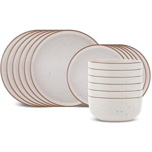 KARACA Chicago Dot Stoneware Dinnerware Set for 6 People 18-Piece Modern & Unique Dishware Sets Plate Sets with Dinner Plate, Side Plate, Bowl Dishwasher & Microwave Safe Beige KARACA Chicago Dot Stoneware Dinnerware Set for 6 People 18-Piece Modern & Unique Dishware Sets Plate Sets with Dinner Plate, Side Plate, Bowl Dishwasher & Microwave Safe Beige