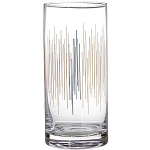 Premier Housewares DECO Highball Glasses, Gold, 7 x 7 x 15 cm, Set of 4 Premier Housewares DECO Highball Glasses, Gold, 7 x 7 x 15 cm, Set of 4