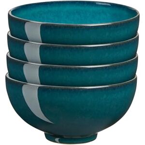 Denby Greenwich Rice Bowls Set of 4 Dishwasher Microwave Safe Crockery 480ml, 13cm Green Glazed Ceramic Stoneware Tableware Chip & Crack Resistant Soup Bowls Denby Greenwich Rice Bowls Set of 4 Dishwasher Microwave Safe Crockery 480ml, 13cm Green Glazed Ceramic Stoneware Tableware Chip & Crack Resistant Soup Bowls