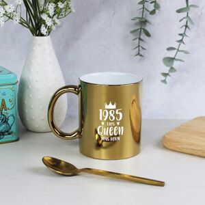 eBuyGB Engraved 1985 This Queen was Born Metallic Gold Coffee Mug, 40th Milestone Birthday Gift for Women, Fortieth Gift for Her, 350 ml eBuyGB Engraved 1985 This Queen was Born Metallic Gold Coffee Mug, 40th Milestone Birthday Gift for Women, Fortieth Gift for Her, 350 ml