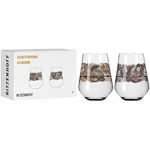 RITZENHOFF 3911002 Universal Glass Set of 2, 500 ml, Shadow Fauna Set No. 2, Jungle Motif, Colourful, Made in Germany RITZENHOFF 3911002 Universal Glass Set of 2, 500 ml, Shadow Fauna Set No. 2, Jungle Motif, Colourful, Made in Germany