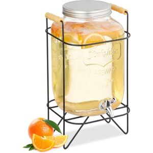 Relaxdays Drinks Dispenser with Stand, 8 Litres, with Tap and Lid, Water Pitcher, Beverage Container, Transparent/Black Relaxdays Drinks Dispenser with Stand, 8 Litres, with Tap and Lid, Water Pitcher, Beverage Container, Transparent/Black