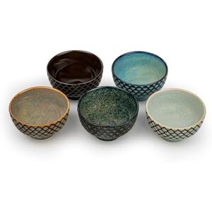 Bredemeijer Tea Bowls Set of 5 – Coloured Checked Tea Cups Made of Porcelain – Drinking Cups with 150 ml Capacity Each Bredemeijer Tea Bowls Set of 5 – Coloured Checked Tea Cups Made of Porcelain – Drinking Cups with 150 ml Capacity Each