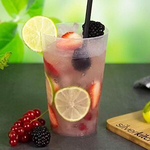 Silverkitchen 40 (2+2 additional glasses) drinking cups 400 ml shatterproof reusable cups reusable cocktail cups long drink glasses transparent made of PP plastic Made in Germany Silverkitchen 40 (2+2 additional glasses) drinking cups 400 ml shatterproof reusable cups reusable cocktail cups long drink glasses transparent made of PP plastic Made in Germany