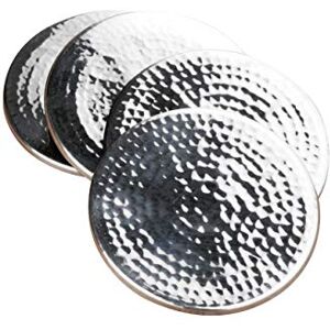 Premier Housewares Coasters Set of 4, Hammered Stainless Steel, Silver, H2 x W9 x D9cm Premier Housewares Coasters Set of 4, Hammered Stainless Steel, Silver, H2 x W9 x D9cm