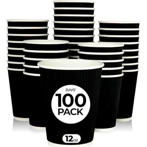 Zuvo Takeaway Coffee Cups 12 OZ NO Lids 100 Disposable Black Ripple Coffee Cups Ideal for Takeaways Zuvo Takeaway Coffee Cups 12 OZ NO Lids 100 Disposable Black Ripple Coffee Cups Ideal for Takeaways