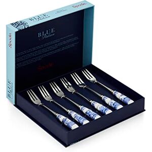 Spode x Blue Italian Set of 6 Pastry Forks Stainless Steel with Porcelain Handles, Charming Designs, Durable and Suitable for Desserts or Everyday Use Spode x Blue Italian Set of 6 Pastry Forks Stainless Steel with Porcelain Handles, Charming Designs, Durable and Suitable for Desserts or Everyday Use