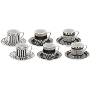 KARACA Helenistik 12-Piece Turkish Coffee Cup Set for 6 People, 80ml, Small Espresso Cups with Saucers, Porcelain Turkish Coffee Set, Black & White Design KARACA Helenistik 12-Piece Turkish Coffee Cup Set for 6 People, 80ml, Small Espresso Cups with Saucers, Porcelain Turkish Coffee Set, Black & White Design