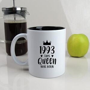 eBuyGB Engraved Black Reveal Coffee Mug -1993 This Queen was Born Design 350ml Tea Cup, 30th Birthday Gifts for Women, Her Thirtieth Birthday Gift for Mum, Sister, Auntie, Friend eBuyGB Engraved Black Reveal Coffee Mug -1993 This Queen was Born Design 350ml Tea Cup, 30th Birthday Gifts for Women, Her Thirtieth Birthday Gift for Mum, Sister, Auntie, Friend