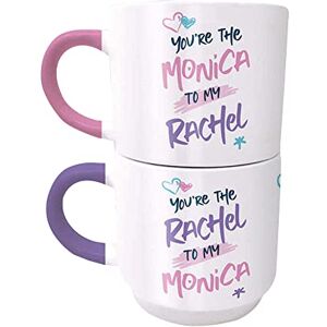 Pyramid Friends Ceramic Mugs Set of 2 Stacking Mugs (Monica and Rachel Design) Official Merchandise, White Pyramid Friends Ceramic Mugs Set of 2 Stacking Mugs (Monica and Rachel Design) Official Merchandise, White