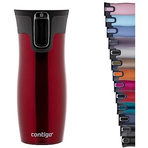 Contigo West Loop Autoseal Travel Mug, Stainless Steel Thermal Mug, Vacuum Flask, Leakproof Tumbler, Coffee Mug with BPA Easy-Clean Lid, 470 ml, Red Contigo West Loop Autoseal Travel Mug, Stainless Steel Thermal Mug, Vacuum Flask, Leakproof Tumbler, Coffee Mug with BPA Easy-Clean Lid, 470 ml, Red
