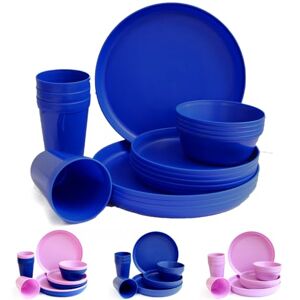 Fingey Plastic Dinnerware Set of 16 Pieces, Reusable Light Weight Plates Mugs Bowls Dishes Microwave Safe BPA Free Dishwasher Safe Service for 4 (Blue) Fingey Plastic Dinnerware Set of 16 Pieces, Reusable Light Weight Plates Mugs Bowls Dishes Microwave Safe BPA Free Dishwasher Safe Service for 4 (Blue)
