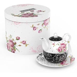 London Boutique Tea for One Teapot Teacup Saucer Set Afternoon Tea Set for 1 New Bone China Vintage Flora Gift for Women 350m (Black) London Boutique Tea for One Teapot Teacup Saucer Set Afternoon Tea Set for 1 New Bone China Vintage Flora Gift for Women 350m (Black)