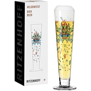 RITZENHOFF 1011014 Beer Glass 330 ml – Series Heldenfest, Motif No. 14 – BBQ and Beer – Round, Multi-Coloured, Made in Germany RITZENHOFF 1011014 Beer Glass 330 ml – Series Heldenfest, Motif No. 14 – BBQ and Beer – Round, Multi-Coloured, Made in Germany