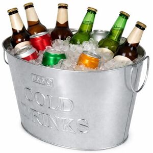 LIVIVO Galvanised Steel 24L Drinks Ice Cool Bucket with Handles Great for Parties, BBQs and Bars Cooling Bottles, Cans of Beer or Soft Drinks LIVIVO Galvanised Steel 24L Drinks Ice Cool Bucket with Handles Great for Parties, BBQs and Bars Cooling Bottles, Cans of Beer or Soft Drinks