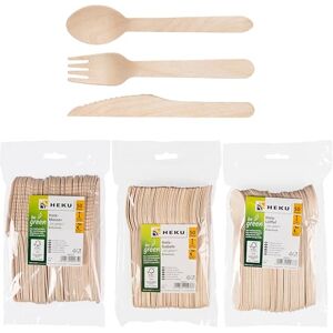 HEKU Green Disposable Cutlery Set - Cutlery Set, 150 Pieces, Birch Wood HEKU Green Disposable Cutlery Set - Cutlery Set, 150 Pieces, Birch Wood