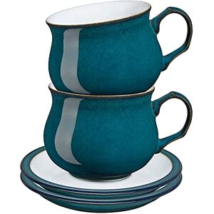 Denby Greenwich Teacup and Saucer Set of 2 Dishwasher, Oven, Microwave, and Freezer Safe Great for Tea & Coffee Green, White Ceramic Stoneware Tableware Chip & Crack Resistant Denby Greenwich Teacup and Saucer Set of 2 Dishwasher, Oven, Microwave, and Freezer Safe Great for Tea & Coffee Green, White Ceramic Stoneware Tableware Chip & Crack Resistant