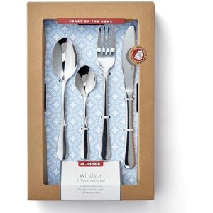 Judge Windsor 24 Piece 18/0 Stainless Steel Cutlery Set for 6 People, Knife, Fork, Spoon and Teaspoon Judge Windsor 24 Piece 18/0 Stainless Steel Cutlery Set for 6 People, Knife, Fork, Spoon and Teaspoon