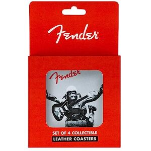 Fender Vintage Ads Leather Drink Coaster Set, 4 Pack, Black and White, Gift for Guitar Fans Fender Vintage Ads Leather Drink Coaster Set, 4 Pack, Black and White, Gift for Guitar Fans