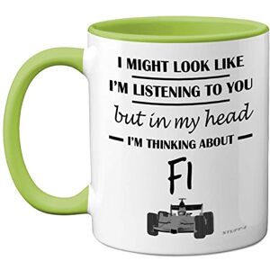 Stuff4 Formula 1 Gifts in My Head I'm Thinking About F1 Funny F1 Gifts for Men, Car Lover for Him, Mug, Formula One 11oz Ceramic Dishwasher Safe Green Handle Mugs Novelty Cup Stuff4 Formula 1 Gifts in My Head I'm Thinking About F1 Funny F1 Gifts for Men, Car Lover for Him, Mug, Formula One 11oz Ceramic Dishwasher Safe Green Handle Mugs Novelty Cup