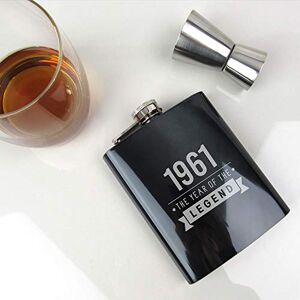 eBuyGB Drinks Canteen Engraved Black Hip Flask-1961 Year of The Legend Design-60th Birthday, Men-Sixtieth Gift for Dad, Uncle, Brother, Stainless Steel eBuyGB Drinks Canteen Engraved Black Hip Flask-1961 Year of The Legend Design-60th Birthday, Men-Sixtieth Gift for Dad, Uncle, Brother, Stainless Steel
