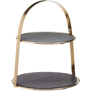 Artesa Artesà Cake Stand, 2 tier, with Round Slate Serving Platters and Brass Finish, 29.5 x 29.5 x 35 cm Artesa Artesà Cake Stand, 2 tier, with Round Slate Serving Platters and Brass Finish, 29.5 x 29.5 x 35 cm
