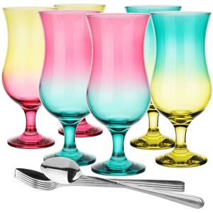 Glasmark KROSNO 1992 57-0032-0420-5251-LD A570032-0420-5251-LD Set of 6 Cocktail Glasses Max 420 ml Multi-Coloured + Long Tea Spoon, Glass + Stainless Steel, 420 ml, Mix Coloured Glasmark KROSNO 1992 57-0032-0420-5251-LD A570032-0420-5251-LD Set of 6 Cocktail Glasses Max 420 ml Multi-Coloured + Long Tea Spoon, Glass + Stainless Steel, 420 ml, Mix Coloured
