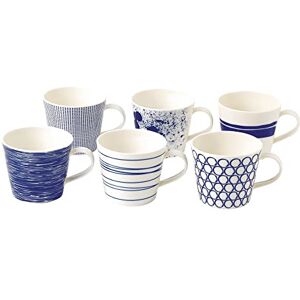 Royal Doulton 40034459 Coffee Mugs Set of 6, Pacific Blue Collection Small Porcelain Mugs Perfect for Coffee, Tea and Hot Beverages Blue & White Mugs, 280ml Royal Doulton 40034459 Coffee Mugs Set of 6, Pacific Blue Collection Small Porcelain Mugs Perfect for Coffee, Tea and Hot Beverages Blue & White Mugs, 280ml