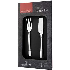 Grunwerg Windsor Carded Windsor Grunweg Carded 12-Piece Steak Cutlery Set, Contains 6 Steak Knives and 6 Steak Forks/Table Forks, Black Red Grunwerg Windsor Carded Windsor Grunweg Carded 12-Piece Steak Cutlery Set, Contains 6 Steak Knives and 6 Steak Forks/Table Forks, Black Red
