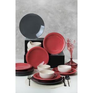 Hermia Concept Elegant 18-Piece Ceramic Dinner Set, Black/Red/White, 100% Antibacterial, Easy-Clean, Thermal Shock Resistant, Dishwasher & Microwave Safe Hermia Concept Elegant 18-Piece Ceramic Dinner Set, Black/Red/White, 100% Antibacterial, Easy-Clean, Thermal Shock Resistant, Dishwasher & Microwave Safe