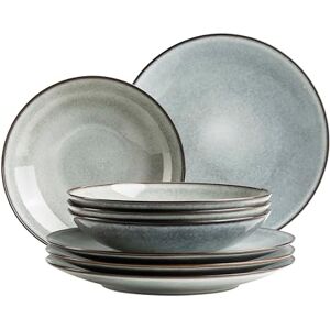 MÄSER Smokys Series Tableware Set for 4 People, 8-Piece Dinner Service in Scandi Look, Stoneware, Green MÄSER Smokys Series Tableware Set for 4 People, 8-Piece Dinner Service in Scandi Look, Stoneware, Green