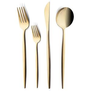 KARACA Bella 24-Piece Cutlery Set, Shiny Gold Finish, Service for 6, Premium Stainless Steel, Elegant Dining Collection KARACA Bella 24-Piece Cutlery Set, Shiny Gold Finish, Service for 6, Premium Stainless Steel, Elegant Dining Collection