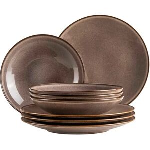 MÄSER Smokys Series Tableware Set for 4 People, 8-Piece Dinner Service in Scandi Look, Stoneware, Brown MÄSER Smokys Series Tableware Set for 4 People, 8-Piece Dinner Service in Scandi Look, Stoneware, Brown