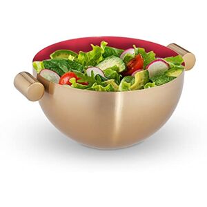 Relaxdays Serving Bowl, Stainless Steel, Ø 20 cm, Round, Metal, for Salad & Snacks, Baking & Mixing, Gold/Red Relaxdays Serving Bowl, Stainless Steel, Ø 20 cm, Round, Metal, for Salad & Snacks, Baking & Mixing, Gold/Red