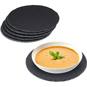 Relaxdays Slate Plates, Set of 6, Round Serving Platters, 25 cm Diameter, Cheese Board, Snacks, Sushi & Desserts, Grey Relaxdays Slate Plates, Set of 6, Round Serving Platters, 25 cm Diameter, Cheese Board, Snacks, Sushi & Desserts, Grey