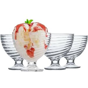 Ravenhead Essentials Swirl Sundae Dish Set of 4 208ml Glass Dessert Bowls with Textured Design – Ideal for Ice Cream, Starters & Snacks Gift Boxed Ravenhead Essentials Swirl Sundae Dish Set of 4 208ml Glass Dessert Bowls with Textured Design – Ideal for Ice Cream, Starters & Snacks Gift Boxed