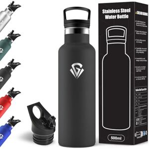 Motswedi Insulated Water Bottle, 500 ml, BPA Free, 2 Lids (Incl. Straw), Stainless Steel Water Bottle, 304 Stainless Steel, Water Bottles Ideal for School, Yoga and Everyday Use – Black Motswedi Insulated Water Bottle, 500 ml, BPA Free, 2 Lids (Incl. Straw), Stainless Steel Water Bottle, 304 Stainless Steel, Water Bottles Ideal for School, Yoga and Everyday Use – Black