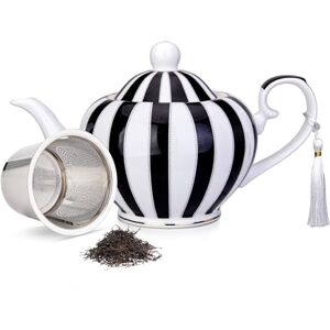 London Boutique teapot with Infuser Tea Pot infusers for Loose Tea -700ml Capacity Perfect 2 Cup teapot -Easy Grab Handle Teapots (Black Strips) London Boutique teapot with Infuser Tea Pot infusers for Loose Tea -700ml Capacity Perfect 2 Cup teapot -Easy Grab Handle Teapots (Black Strips)