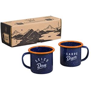Gentlemen's Hardware Set of Two Enamel Espresso Mugs, Product Size: 52 x 88 x 70mm, Colour: Navy/Orange, Reads ‘Seize The Day’ and ‘Carpe Diem’, GEN323. Gentlemen's Hardware Set of Two Enamel Espresso Mugs, Product Size: 52 x 88 x 70mm, Colour: Navy/Orange, Reads ‘Seize The Day’ and ‘Carpe Diem’, GEN323.