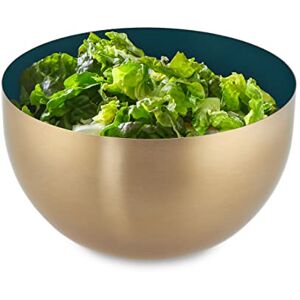 Relaxdays Serving Bowl, Stainless Steel, 1 Litre, Round, Metal, for Salad & Snacks, Baking & Mixing, Ø 15 cm, Green/Gold Relaxdays Serving Bowl, Stainless Steel, 1 Litre, Round, Metal, for Salad & Snacks, Baking & Mixing, Ø 15 cm, Green/Gold