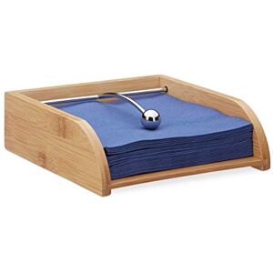 Relaxdays Bamboo Napkin Holder, 33x33 Napkins, Heavy Ball, Flat, Tableware Tissue Stand, Natural Relaxdays Bamboo Napkin Holder, 33x33 Napkins, Heavy Ball, Flat, Tableware Tissue Stand, Natural