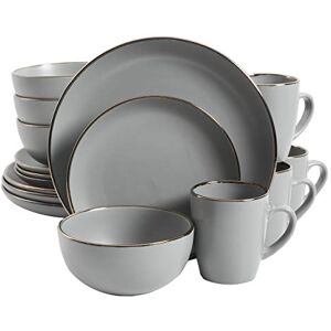 Gibson Home Rockaway Dinnerware Set - Service for 4, 16pcs, Grey/Gold Gibson Home Rockaway Dinnerware Set - Service for 4, 16pcs, Grey/Gold