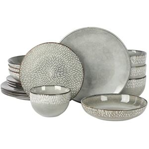 Gibson Elite Matisse - Set di stoviglie a doppia ciotola, servizio per 4 (16 pezzi), verde - dinnerware set Gibson Elite Matisse - Set di stoviglie a doppia ciotola, servizio per 4 (16 pezzi), verde - dinnerware set