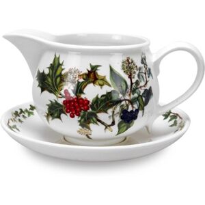 Portmeirion x The Holly & Ivy Gravy Boat and Stand White Ceramic Gravy Jug, Dishwasher, Microwave & Dishwasher Safe, Suitable for Everyday Dining or as a Gift Portmeirion x The Holly & Ivy Gravy Boat and Stand White Ceramic Gravy Jug, Dishwasher, Microwave & Dishwasher Safe, Suitable for Everyday Dining or as a Gift