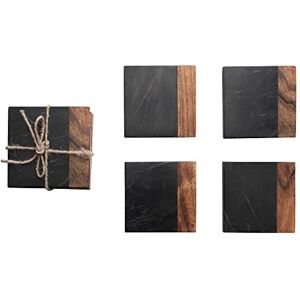 Creative Labs Marble and Acacia Wood 2-Tone, Black and Natural, Set of 4 Coaster Creative Labs Marble and Acacia Wood 2-Tone, Black and Natural, Set of 4 Coaster
