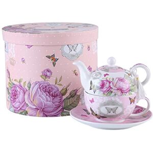 London Boutique Tea for One Teapot Cup Saucer Set Gifts for Women Tea Set for 1 Vintage Flora Rose Porcelain Gift for Her (Pink Butterfly Rose) London Boutique Tea for One Teapot Cup Saucer Set Gifts for Women Tea Set for 1 Vintage Flora Rose Porcelain Gift for Her (Pink Butterfly Rose)