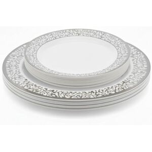 Playlearn Luxia 20Pcs Elegant Plastic Plates Filigree Rim Edge 10 Dinner and 10 Dessert Plates Set Durable, Reusable Plastic Plate Modern Design Tableware for Party & Event Playlearn Luxia 20Pcs Elegant Plastic Plates Filigree Rim Edge 10 Dinner and 10 Dessert Plates Set Durable, Reusable Plastic Plate Modern Design Tableware for Party & Event