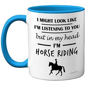 Stuff4 Horse Gifts for Women Men in My Head I'm Horse Riding Riding Gifts for Lovers, Mugs Girls, Rider 11oz Ceramic Dishwasher Safe Blue Handle Mugs Cup Stuff4 Horse Gifts for Women Men in My Head I'm Horse Riding Riding Gifts for Lovers, Mugs Girls, Rider 11oz Ceramic Dishwasher Safe Blue Handle Mugs Cup