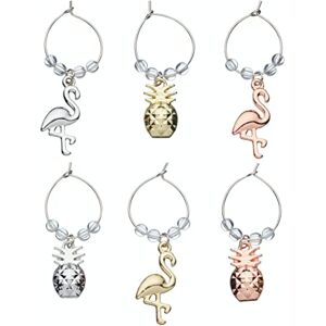 BarCraft BCWCPAPPLE Novelty Wine Glass Charms, Pineapple and Flamingo Design, In Gift Box, Zinc, Set of 6, Silver, Rose Gold, Gold BarCraft BCWCPAPPLE Novelty Wine Glass Charms, Pineapple and Flamingo Design, In Gift Box, Zinc, Set of 6, Silver, Rose Gold, Gold